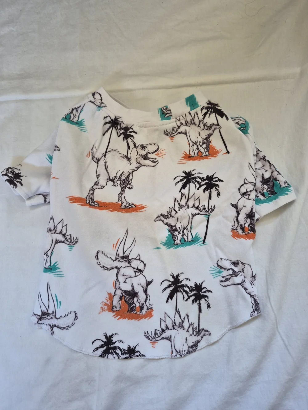 White Dog Tee - Dino Print